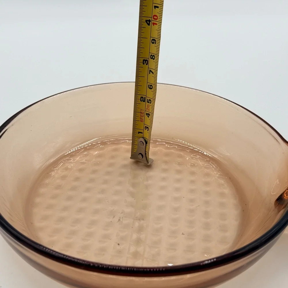 Vision Corning France 7 Inch Amber Glass Skillet V-7-B Waffle Bottom Vintage Pan